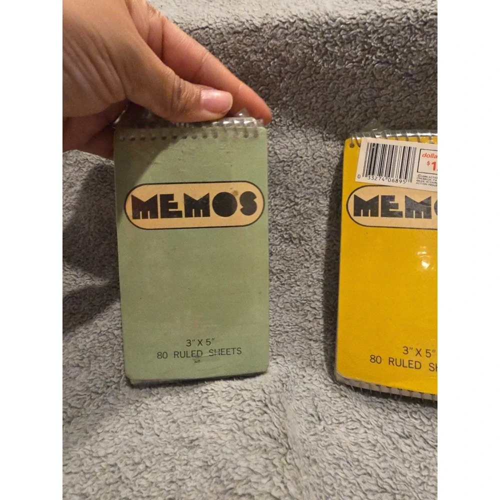 Vintage MEMOS Note Pads New Old‎ Stock Pink Green Yellow 6 Pads 3